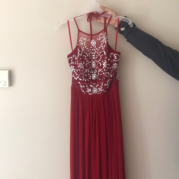 deep red formal dress